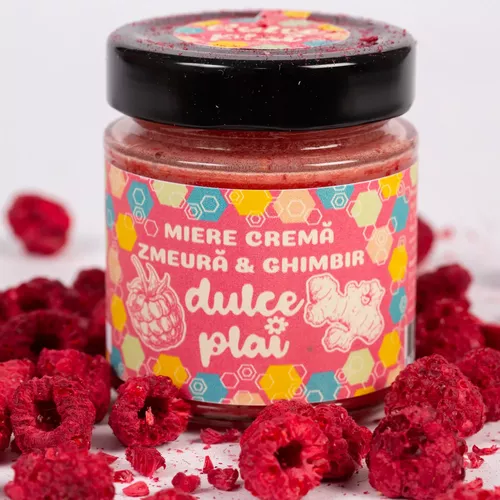 Miere cremă, Zmeură & Ghimbir DULCE PLAI 200g